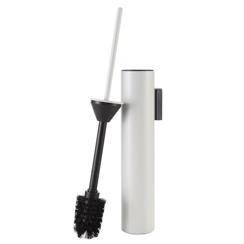 BGL Toilet Brush and Holder Set White Wall Mounted for Bathroom Round Design - color: White-wall Mount