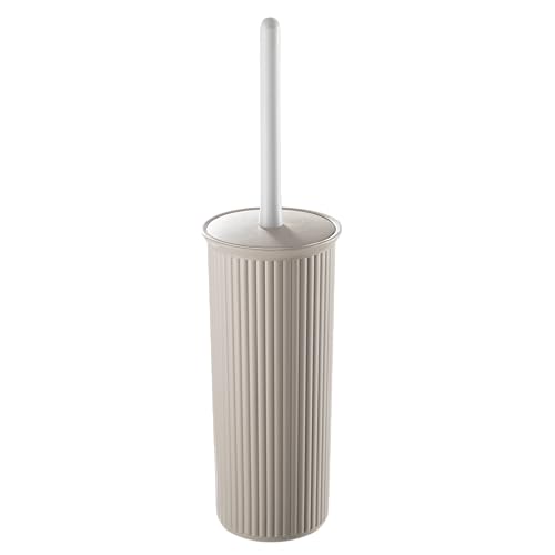 Superio Ribbed Collection - Decorative Plastic Toilet Bowl Brush and Holder Set, Taupe (1 Pack) Cleaner Scrubber for Bathroom - color: Taupe, size: Toilet Brush (Pack of 1)