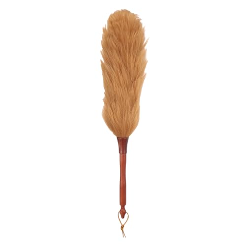 uxcell Wool Duster, 20.5" Natural Feather Cleaner Household Cleaning Duster with Solid Wooden Handle for Cleaning Fans Window Blinds Shelves Furniture, Light Brown - color: Light Brown, size: 20.5"