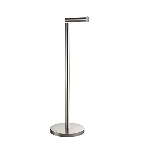 BGL Toilet Paper Holder Standing On Floor, Brushed Nickel, Tissue Holder On Floor with Reserve Storage Paper Rolls, Free-Standing Roll Paper Holder - color: Brushed Nickel, size: Classic 1 Pack
