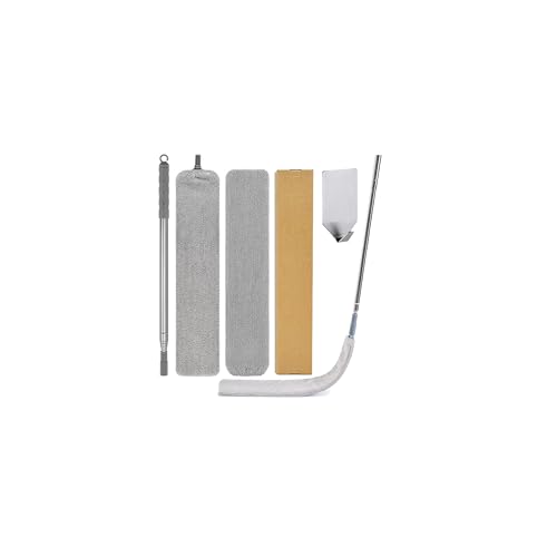 Retractable Gap Dust Cleaner, 40” Flat Cleaner with Hanging Hook, Bendable and Detachable Head Microfiber Duster, Washable Dust Brush for Home, AC, Car and Hard-to-Reach Corners, Containing 2 Clothes