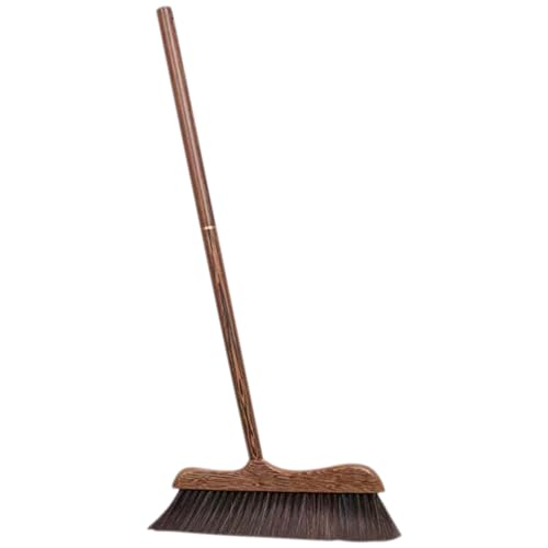 Unomor Wenge Wooden Scrubbing Broom Long Handle Floor Cleaning Broom with Soft Bristle Brush for Dust Removal Indoor Kitchen Patio Courtyard Sidewalk 32.28 X 11.81 X 0.78 in