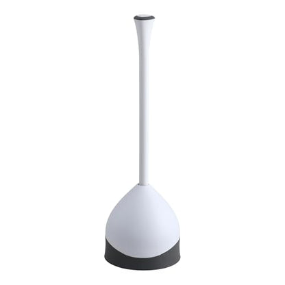 Clorox Toilet Plunger with Hideaway Holder Caddy Heavy-Duty Compact Design with Non-Skid Rubber Base for Bathroom Convenient Storage Toilet Unclogger, 6.5x19.5-Inch, White - size: 1-Pack
