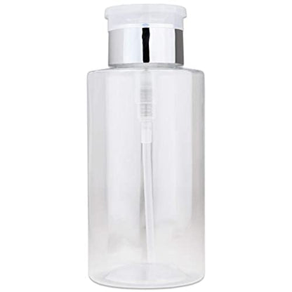 10oz PANA Silver Push-Down Dispenser Bottle - 1 Bottle - Empty Refillable Pump Bottle for Nail Polish Remover Liquid Lotion Cream - color: Silver, size: 10 Ounce - 1 Bottle