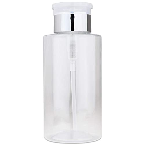 10oz PANA Silver Push-Down Dispenser Bottle - 1 Bottle - Empty Refillable Pump Bottle for Nail Polish Remover Liquid Lotion Cream - color: Silver, size: 10 Ounce - 1 Bottle