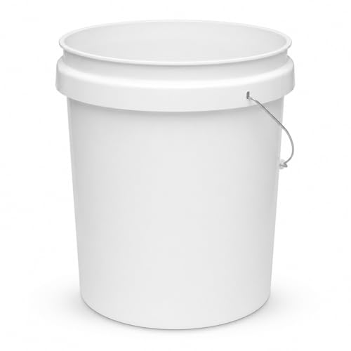 5 Gallon Round Plastic Utility Bucket White Heavy Duty Multi Purpose Pail for Cleaning, Storage, Mixing, Home, Garage, Garden Use