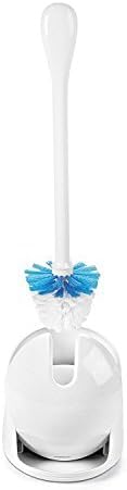 OXO Good Grips Compact Toilet Brush & Canister, Toilet Bowl Brush and Holder with Automatic Canister Door, Bathroom and Small Spaces Cleaning Supplies Essential (Pack of 6) - color: White, size: 1 Count (Pack of 6)