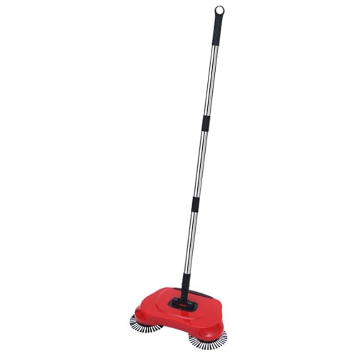 Hand Push Sweeperr - Manual Carpet Sweeperr, Non-Electric Floor Broom, Adjustable Handle Sweeping Brush, Indoor & Outdoor Floor Cleaner, Cordless Handheld Sweeperr, Push Floor Cleaning Tool for Home - color: Red