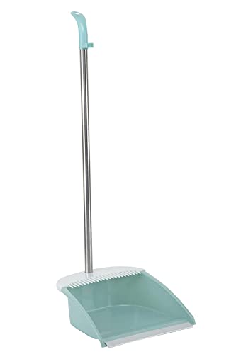 Broom and Dustpan Set for Home,Long Handle Broom with Upright Standing Dustpan,Broom and Dustpan Combo for Office Home Kitchen Lobby Floor Cleaning