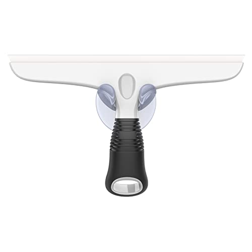 MR.SIGA Multi-Purpose Silicon Squeegee for Window, Glass, Shower Door, Car Windshield, Heavy Duty Window Scrubber, Includes Suction Hook, 10 inch, White & Black, 1 Pack - color: White & Black, size: 10 inch (Pack of 1)