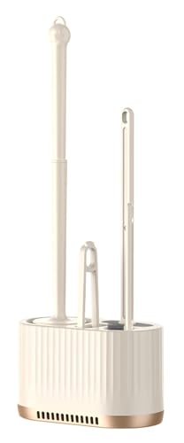 Basaza Toilet Brush and Holder Set Toilet Bowl Cleaning Brush and Holder for Bathroom Toilet Bowl Cleaner Brushes & Holders 4 in 1 Beige Bathroom Accessories Wall Mounted or Floor Standing - color: 4 in 1 Toilet Brush and Holder Set （beige ）