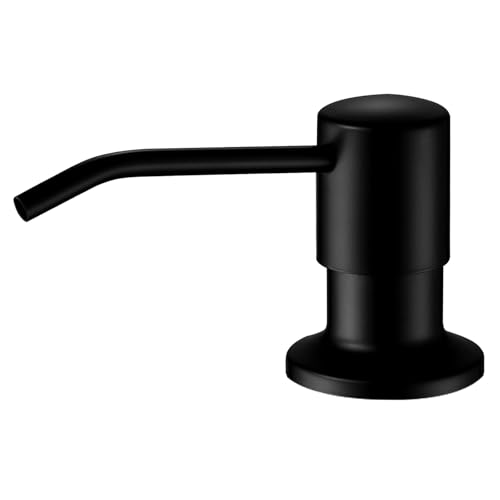 Built in Soap Dispenser for Kitchen Sink Matte Black Stainless Steel Pump Head, Counter Soap Dispenser Refill from The Top with 17 Oz PE Bottle - color: Matte Black