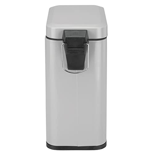 mDesign Small Modern 1.3 Gallon Rectangle Metal Lidded Step Trash Can, Compact Garbage Bin with Removable Liner Bucket and Handle for Bathroom, Kitchen, Craft Room, Office, Garage - Gray - color: Gray, size: 1.3 Gallon