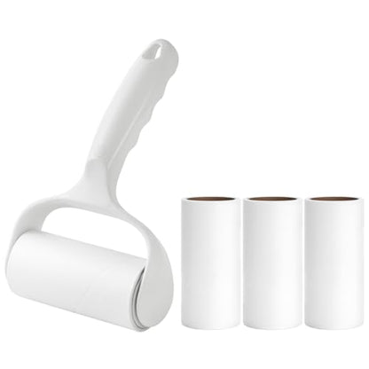 Flat Surface Lint Roller for Pet Hair Extra Sticky Lint Remover for Couch Clothes Furniture Pool Table Felt Lint Roller T Handle with 4 Sticky Rolls (Daisy White) - color: Daisy White T Handle