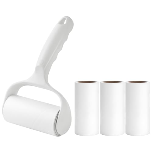 Flat Surface Lint Roller for Pet Hair Extra Sticky Lint Remover for Couch Clothes Furniture Pool Table Felt Lint Roller T Handle with 4 Sticky Rolls (Daisy White) - color: Daisy White T Handle
