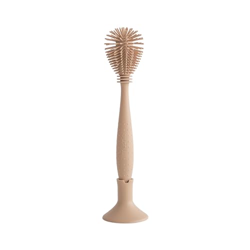 mushie Baby Bottle Brush | Soft Silicone with Suction Base (Natural) - color: Natural
