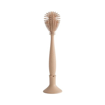 mushie Baby Bottle Brush | Soft Silicone with Suction Base (Natural) - color: Natural
