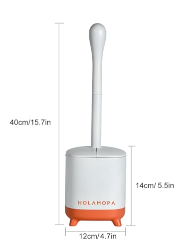 Toilet Bowl Brush and Holder Set, Toilet Cleaner Brush with Automatic Dripping-Free Holder, Rugged Handle and Enduring Bristles for Bathroom and Small Spaces Cleaning, (White, 1 Pack)