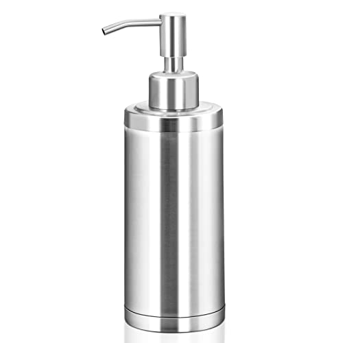 Countertop Hand Soap Dispenser, Refillable Stainless Steel Soap Pump Bottle for Bathroom & Kitchen, Free Standing - 300ml, Brushed Nickel - color: Brushed Nickel