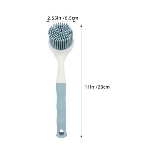 Didiseaon Silicone Pot Brush 2Pcs Set with Long Handle for Non-Stick Cookware Cleaning Grease and Grime Removal, Comfortable Grip for Home Kitchen Use