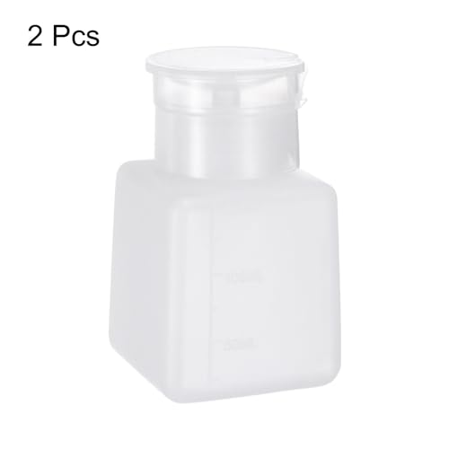 2pcs Solvent Alcohol Dispenser 150ml(5.1oz) Press Type ESD Safe Anti-Splash Liquid Dispenser Pump with Sealing plastic Lid for Alcohol, Nail Polish & Makeup Remover, White
