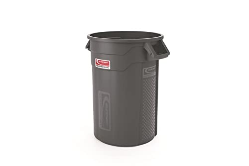 Suncast Commercial Products 32 Gallon Trash Can with Vented Channels, Ergonomic Handles, Rolled Upper Lip, Made in the USA, Gray - color: Gray, size: 32 Gallon