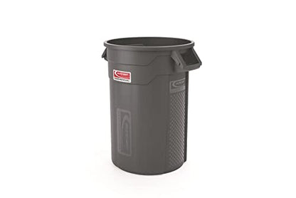 Suncast Commercial Products 32 Gallon Trash Can with Vented Channels, Ergonomic Handles, Rolled Upper Lip, Made in the USA, Gray - color: Gray, size: 32 Gallon