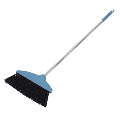 HOMSFOU Household Soft Bristle Broom with Dustpan Set, Blue Wide Angle Floor Broom for Hair-Free Sweeping, Long Handle Cleaning Tool for Home Kitchen Office Use