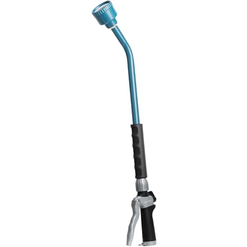 RESTMO Heavy Duty Full Metal Long Watering Wand, 24 Inches Gentle Soft Full Shower Sprayer Wand with Flow Control, Hose Wand for Hanging Baskets, Shrubs, Plants, Flowers, Garden and Lawn, Blue - color: Blue