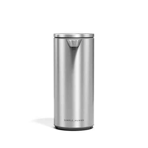 simplehuman Liquid Sensor Pump, 9 oz Automatic Soap Dispenser for Kitchen and Bathroom, Touchless Motion Sensor, Variable Dispense, Rechargeable, No-Drip Spout, High-Grade Brushed Stainless Steel - color: Brushed, style: 9 Oz.