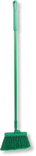 SPARTA 41082EC09 Plastic Color Coded Broom, Flagged Bristles, Long Broom With Angled Head For Large Debris, 56 Inches, Green, (Pack of 12) - color: Green