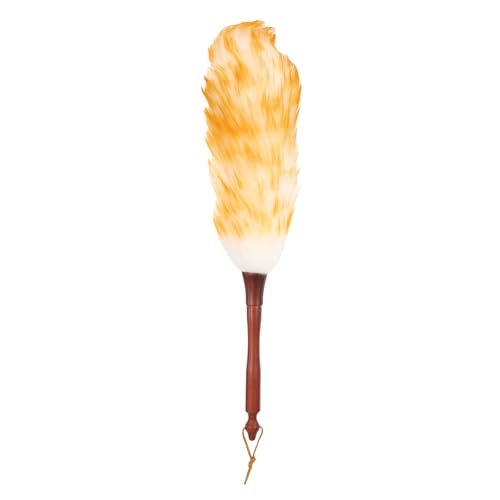 uxcell Wool Duster, 20.5" Natural Feather Cleaner Household Cleaning Duster with Solid Wooden Handle for Cleaning Fans Window Blinds Shelves Furniture, White Gold - color: White Gold, size: 20.5"