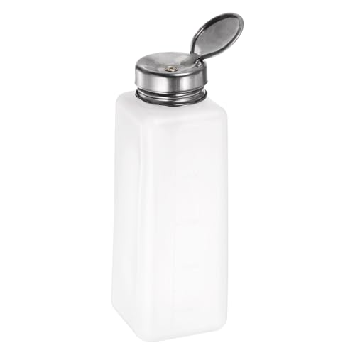 HARFINGTON Solvent Alcohol Dispensers 500ml(16.9oz) Push Down Liquid Dispenser Pump Bottle with Sealing Stainless Steel Lid for Acetone Cleanser Polish Remover, White - color: White, size: 16.9 Ounces