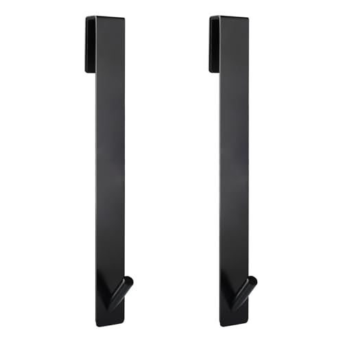 Simtive Extended Shower Door Hooks (10-Inch), Over Door Hooks for Bathroom Frameless Glass Shower Door, Towel Hooks, 2-Pack, Black - color: Black, size: 10 In-2 Pack