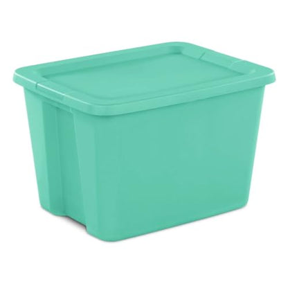 18 Gallon Storage Tote, Teal Heavy Duty Plastic Bin with Snap-On Lid, Stackable Container for Garage, Attic, Closet