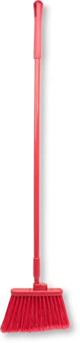 SPARTA 41082EC05 Plastic Color Coded Broom, Flagged Bristles, Long Broom With Angled Head For Large Debris, 56 Inches, Red, (Pack of 12) - color: Red