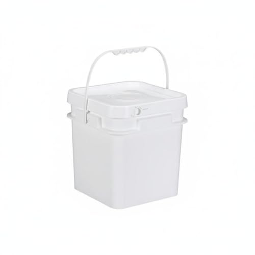 Qianly Square Bucket with Lid Versatile Use Square Bucket with Lid Fall Resistant Stackable Bin for Warehouse, Kitchen, Garage, White, 10L - color: White, size: 10L