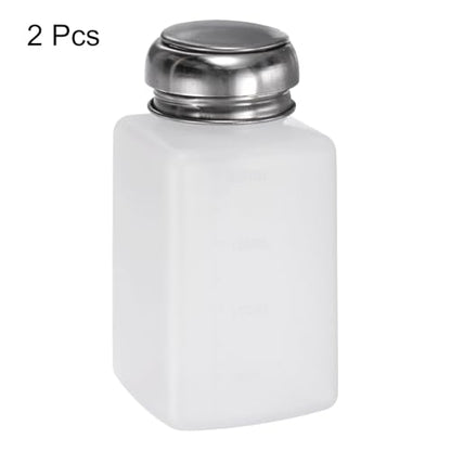 HARFINGTON 2pcs Solvent Alcohol Dispenser 200ml(6.7oz) Push Down Liquid Dispenser Pump Bottle with Sealing Stainless Steel Lid for Acetone Cleanser Polish Remover, White - color: White, size: 200ml 6.7oz