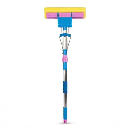Sponge Mop with Extendable Stainless Steel Handle - Absorbent for Bathroom, Kitchen, Glass, Living Room Hardwood, Tile, Laminate Floors - Easy Lever Squeeze for Dry & Wet Floors