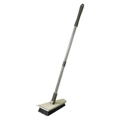 Tub Tile Scrubber Brush 2 in 1 Cleaning Brush 33.46 Inch, Adjustable Telescopic Pole Stiff Bristles Scouring Pads for Cleaning Bathroom Kitchen Toilet Wall Tub Tile Sink Non Scratch (Khaki) - color: Khaki