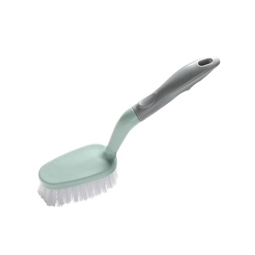 Qiilu Durable Shower Scrub Brush for Bathroom, Kitchen, and Floors - Ergonomic Handle with Heavy Duty Scrubber