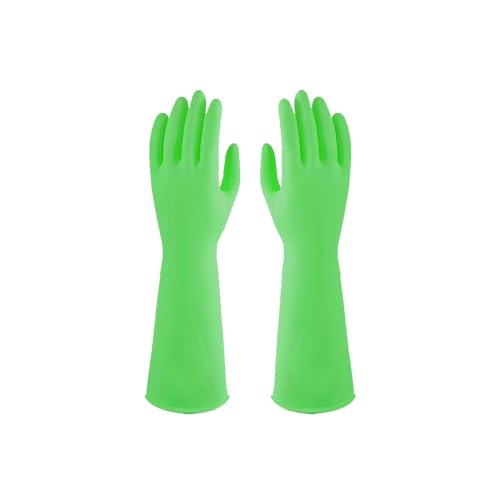 Thickened non-velvet rubber kitchen dishwashing gloves, reusable, waterproof and non-slip, flexible and durable for cleaning housework(Large)