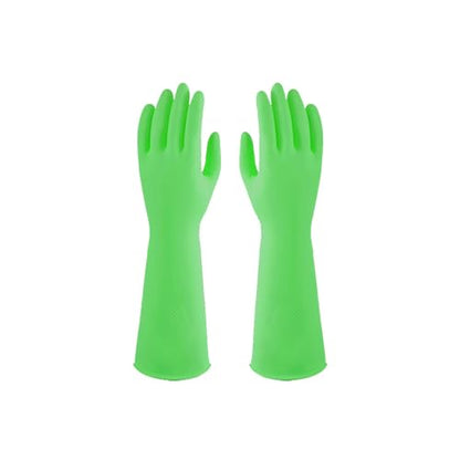 Thickened non-velvet rubber kitchen dishwashing gloves, reusable, waterproof and non-slip, flexible and durable for cleaning housework(Large)