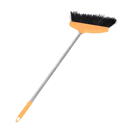 PRETYZOOM Stainless Steel Handle Soft Bristle Broom Dust Pan Wide Angle Floor Sweeper for Home Kitchen