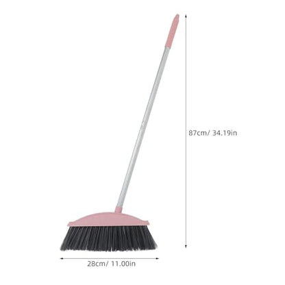 SOLUSTRE Heavy Duty Long Handle Broom with Large Angle Head, Sturdy Courtyard and Indoor Sweeping Broom for Pet Hair and Outdoor Cleaning
