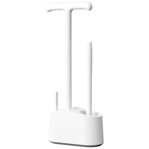 3 in 1 Toilet Brush and Plunger Set，Extended Handle Plunger,Heavy Duty Toilet Bowl Brush and Holder Hidden Toilet Plunger and Brush Set,Bathroom Cleaning Supplies (Pure White)