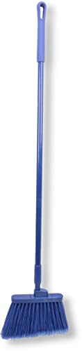 SPARTA 41082EC14 Plastic Color Coded Broom, Flagged Bristles, Long Broom With Angled Head For Large Debris, 56 Inches, Blue, (Pack of 12) - color: Blue