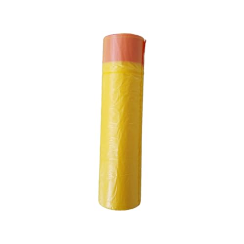 FRCOLOR 15count Kitchen Trash Bags Heavy Duty Drawstring Garbage Bags Yellow for Office Home Bathroom Storage