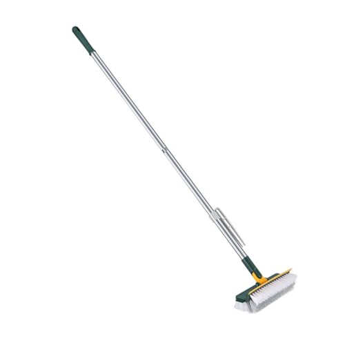 Ipetboom Multifunctional Long Handle Floor Scrub Brush Green Heavy Duty Cleaning Tool for Bathroom and Indoor Use Stiff Bristles for Effective Scrubbing and Squeegee Action