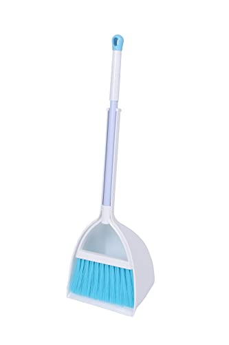 Mini Broom with Dustpan for Kids,Little Housekeeping Helper Set (White+Sky Blue) - color: White+sky Blue